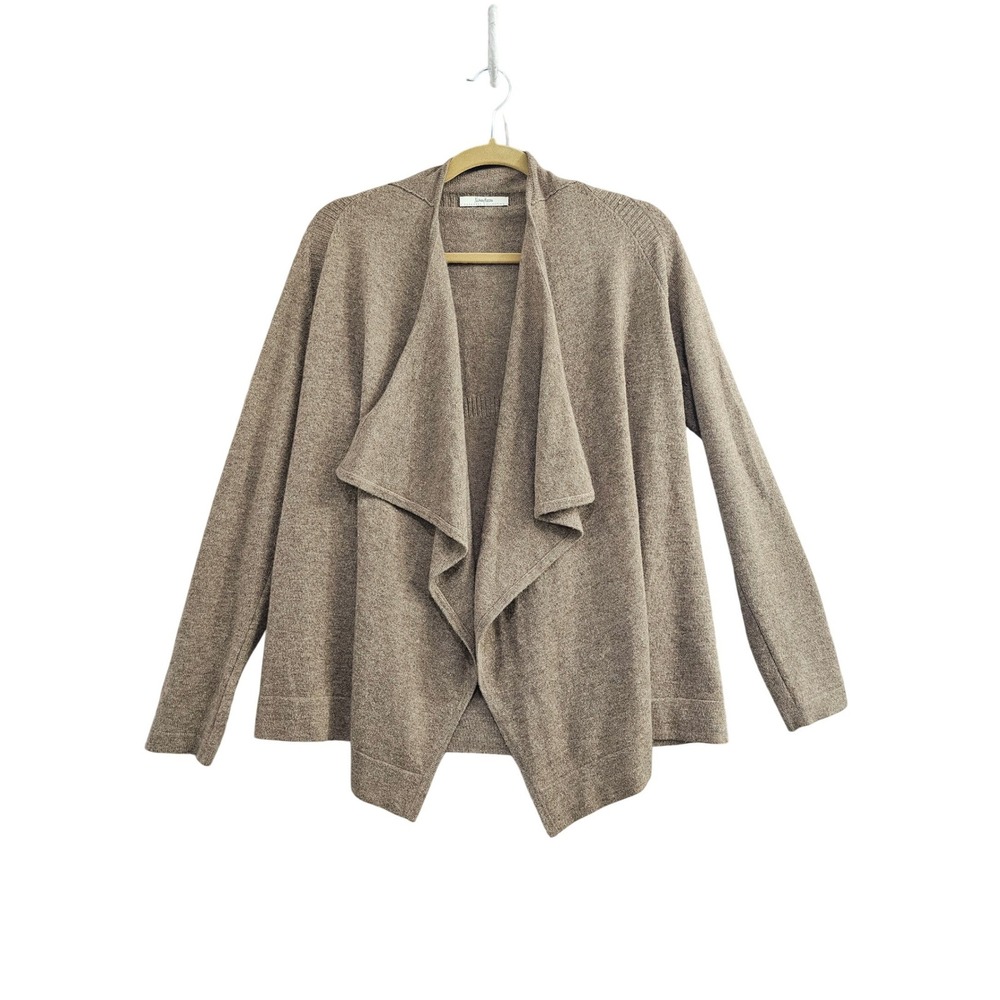 Neiman Marcus Cardigan Womens S Brown Solid Cashmere Waterfall Drape Front Knit